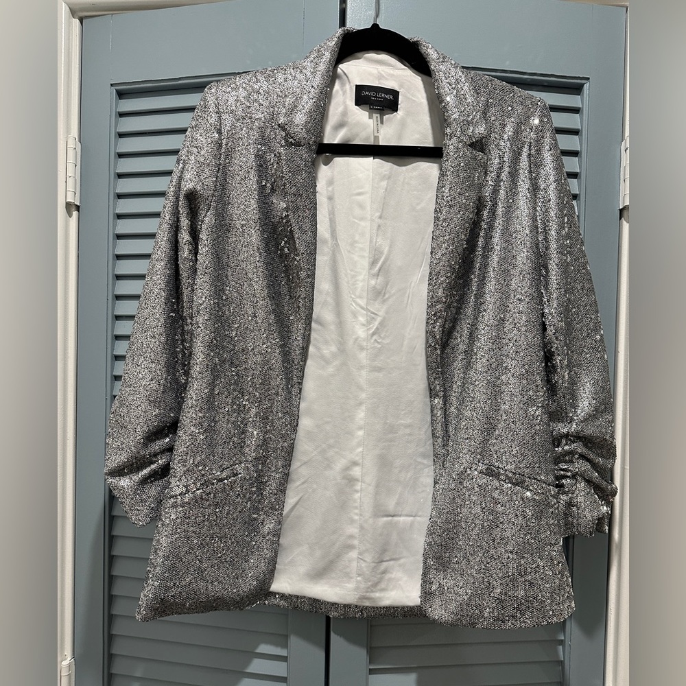 David Lerner XS Silver Sequin Jacket - Picture 3 of 4